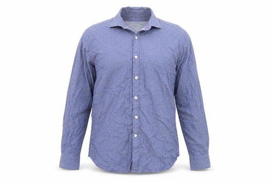 Front view of T.M. Lewin Men's Blue Egyptian Cotton Long Sleeve Button-Up Shirt M