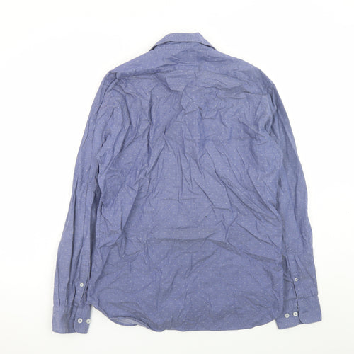 T.M. Lewin Men's Blue Egyptian Cotton Long Sleeve Button-Up Shirt M
