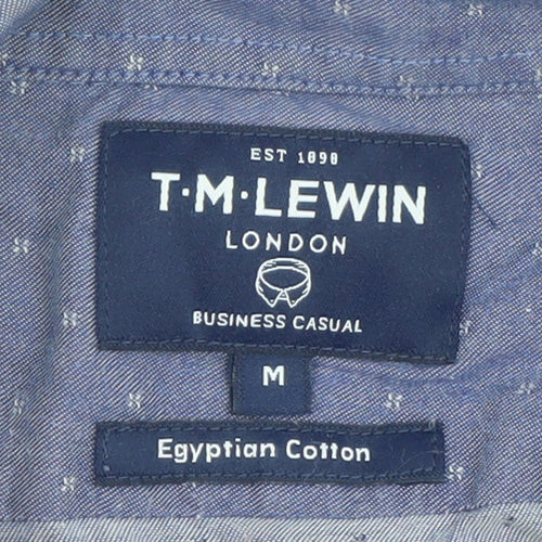 T.M. Lewin Men's Blue Egyptian Cotton Long Sleeve Button-Up Shirt M