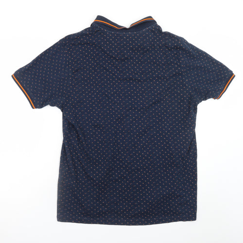GANT Men's Blue Geometric Cotton Short Sleeve Polo Shirt XL