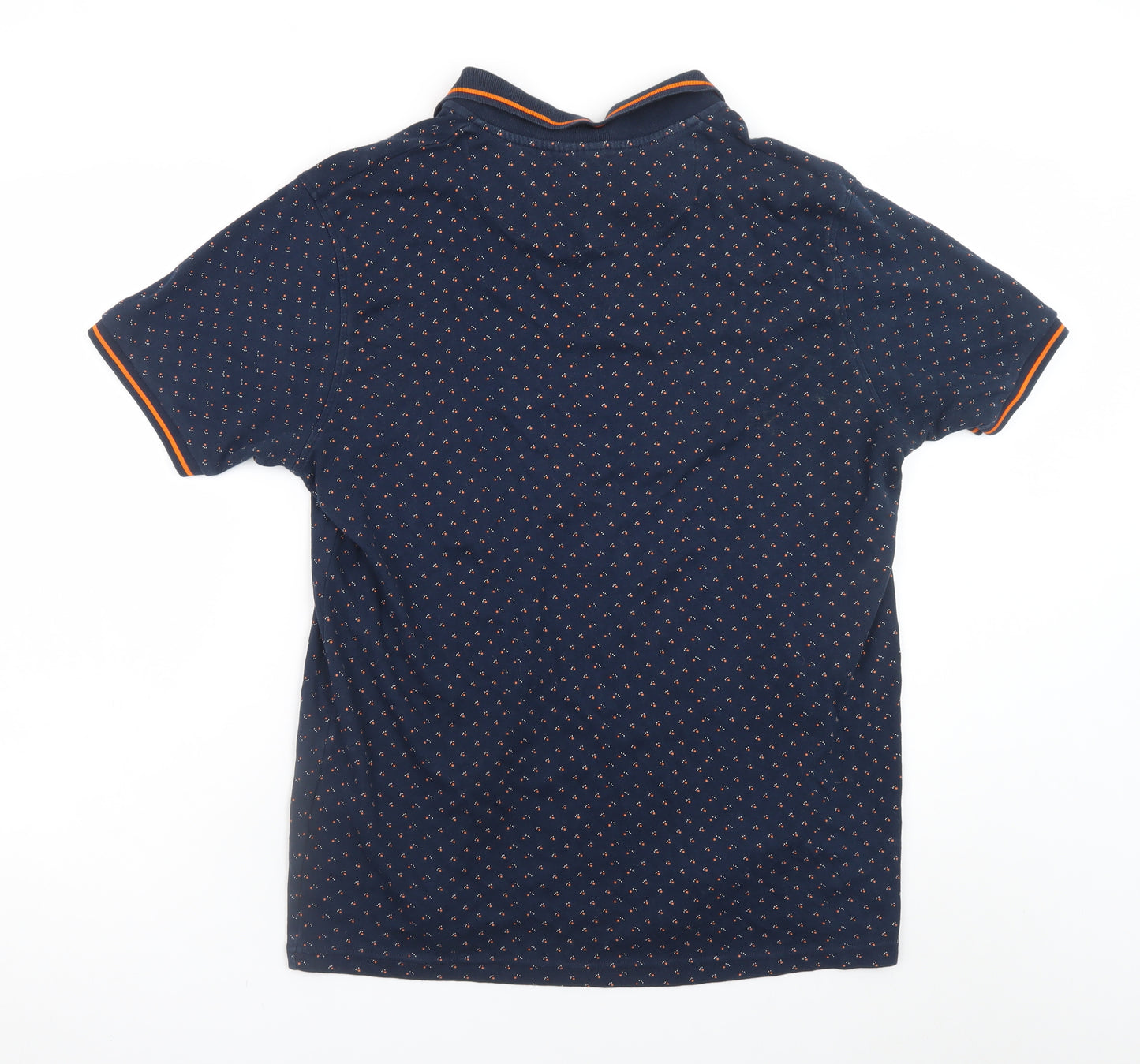 GANT Men's Blue Geometric Cotton Short Sleeve Polo Shirt XL