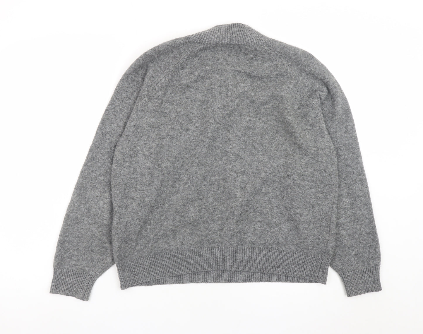ICHI Womens Grey Henley Wool Blend Jumper XS
