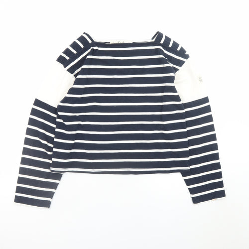 Koala Bay Womens Navy Striped Boat Neck Long Sleeve Cotton T-Shirt M