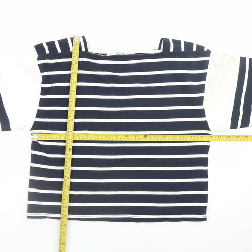 Koala Bay Womens Navy Striped Boat Neck Long Sleeve Cotton T-Shirt M