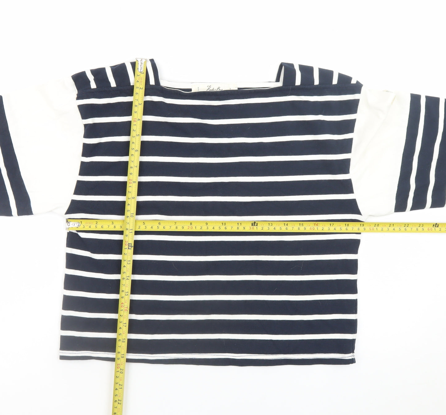 Koala Bay Womens Navy Striped Boat Neck Long Sleeve Cotton T-Shirt M