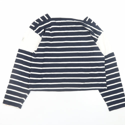 Koala Bay Womens Navy Striped Boat Neck Long Sleeve Cotton T-Shirt M