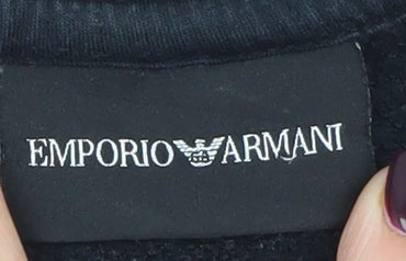 Emporio Armani Men's Black Pullover Sweatshirt M Classic Crew Neck