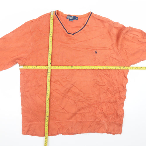 Ralph Lauren Men's Orange Cotton V-Neck Jumper XL