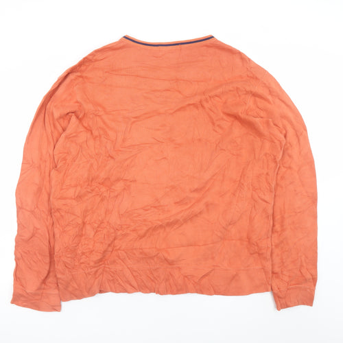 Ralph Lauren Men's Orange Cotton V-Neck Jumper XL