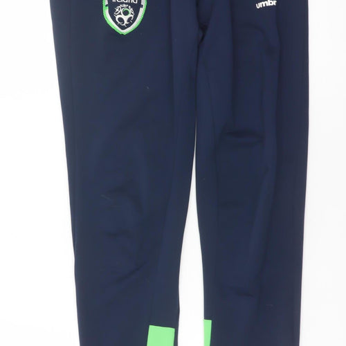 Umbro Boys Navy & Green Ireland Jogger Trousers Size 152cm Polyester Blend