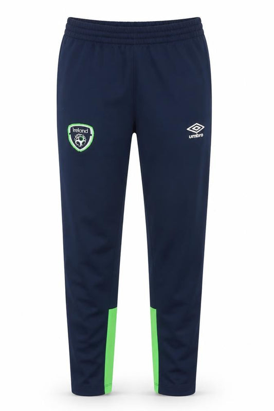 Front view of Umbro boys’ navy & green ireland jogger trousers size 152cm polyester blend
