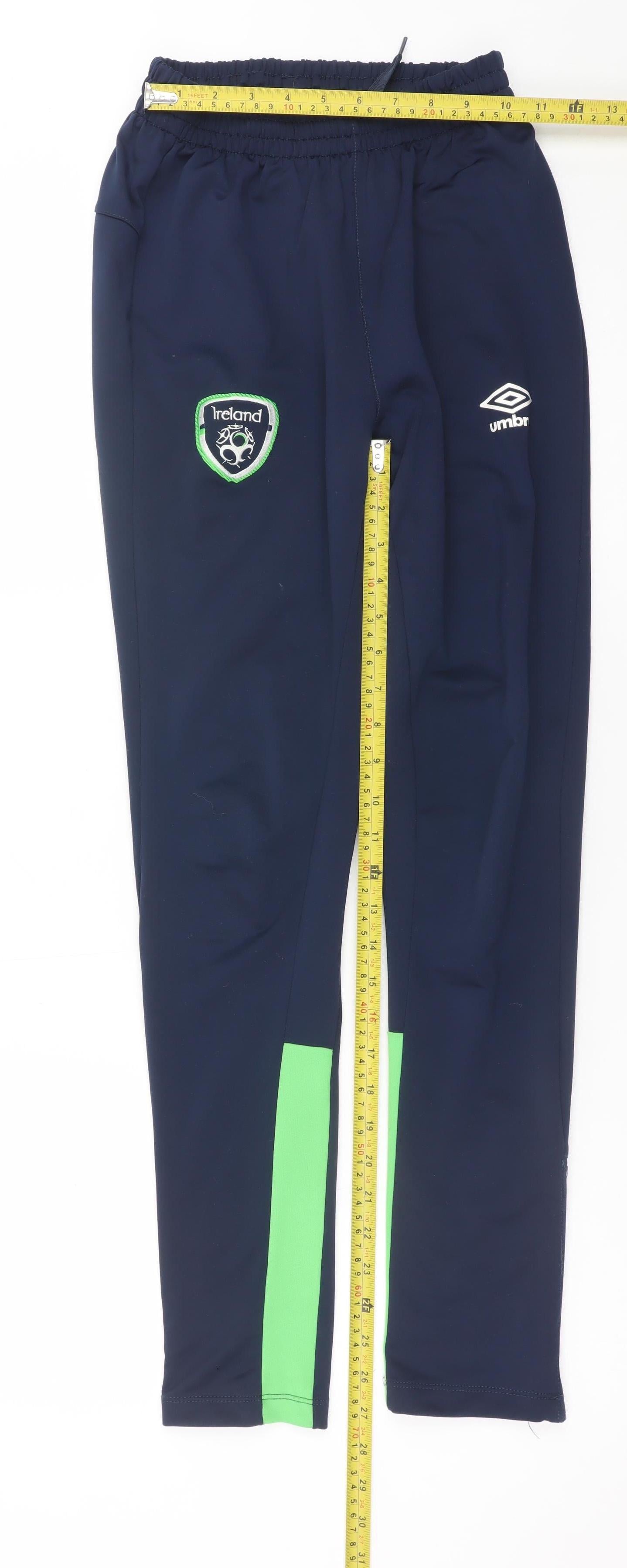 Umbro Boys Navy & Green Ireland Jogger Trousers Size 152cm Polyester Blend