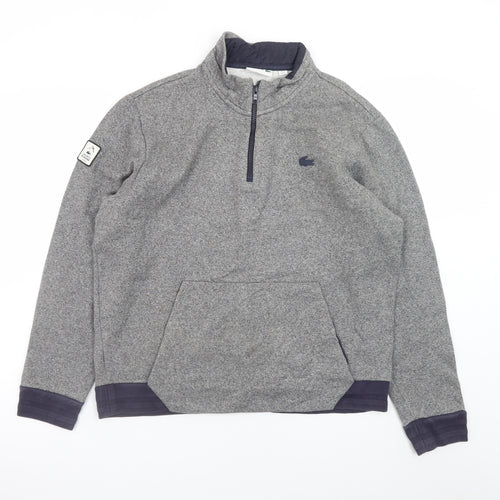 Lacoste Men's Grey XL 1/2 Zip Sweatshirt High Neck Cotton Blend