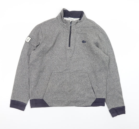 Lacoste Men's Grey XL 1/2 Zip Sweatshirt High Neck Cotton Blend