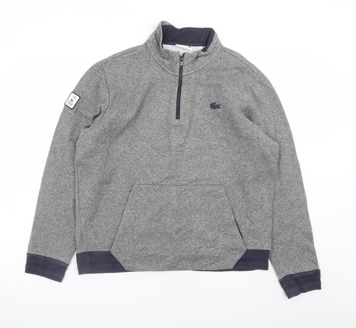 Lacoste Men's Grey XL 1/2 Zip Sweatshirt High Neck Cotton Blend