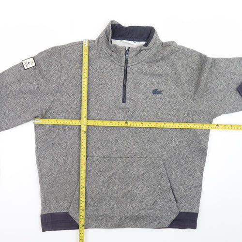 Lacoste Men's Grey XL 1/2 Zip Sweatshirt High Neck Cotton Blend