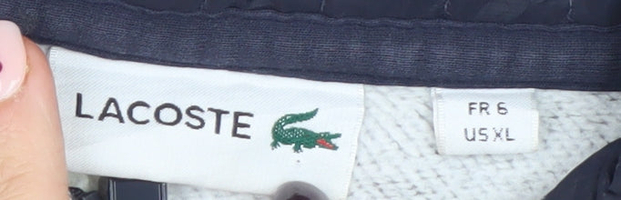 Lacoste Men's Grey XL 1/2 Zip Sweatshirt High Neck Cotton Blend