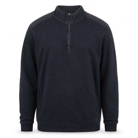 Front view of Hugo Boss Men's Black XL 1/2 Zip Pullover Sweatshirt
