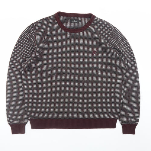 Jeff Banks Men's Red Geometric Knit Acrylic XL Pullover Jumper