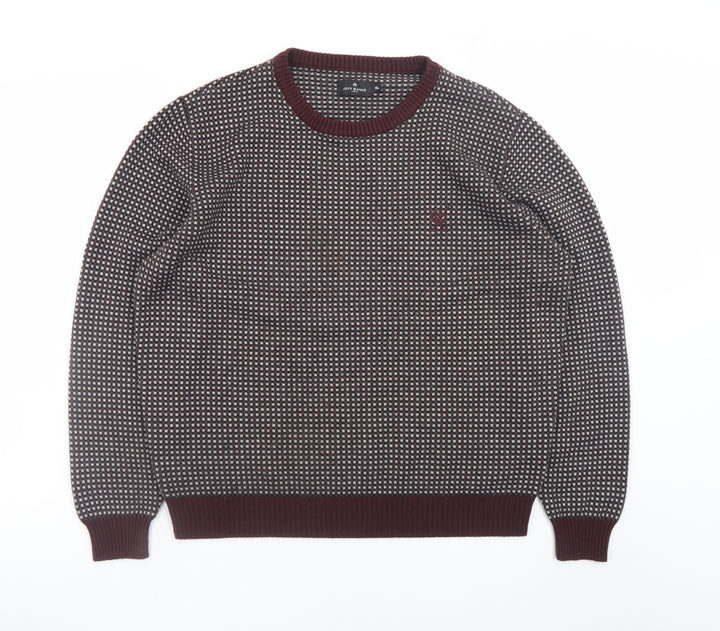 Jeff Banks Men's Red Geometric Knit Acrylic XL Pullover Jumper