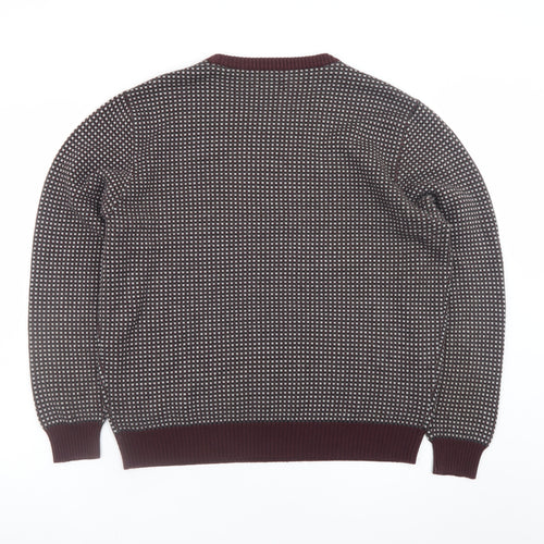 Jeff Banks Men's Red Geometric Knit Acrylic XL Pullover Jumper