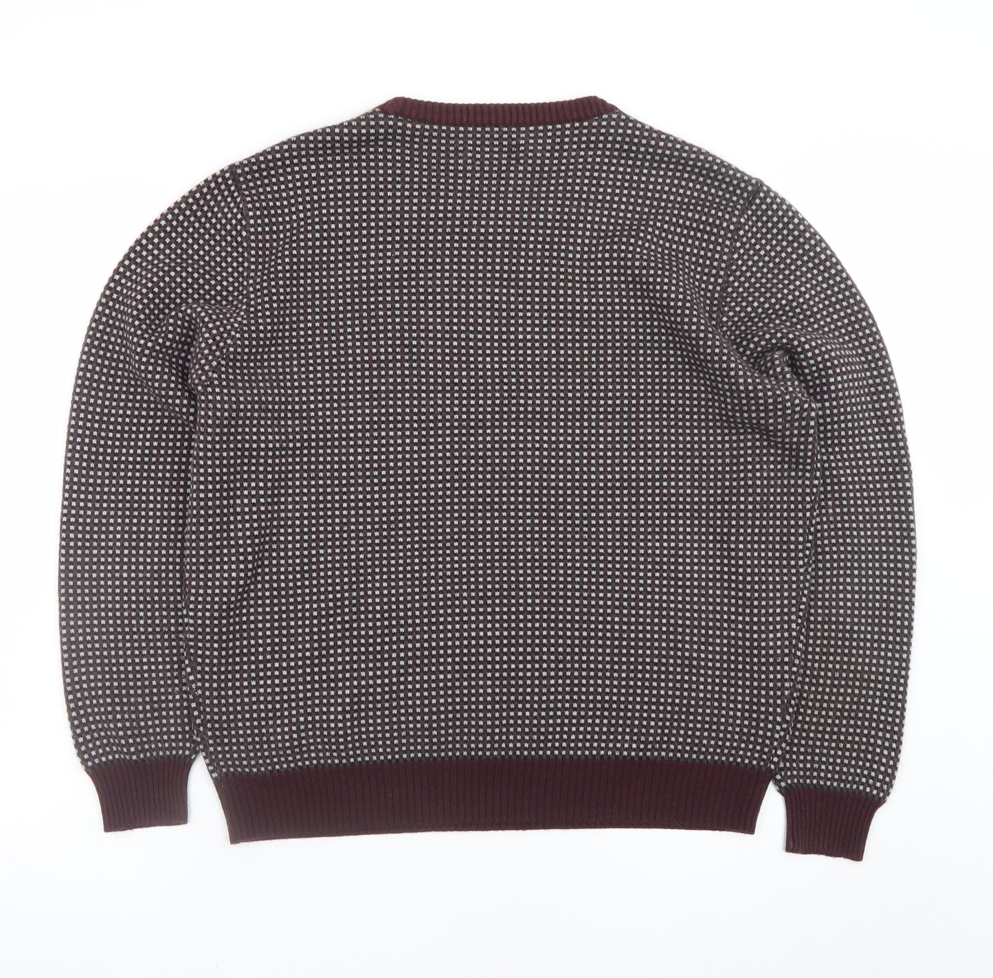 Jeff Banks Men's Red Geometric Knit Acrylic XL Pullover Jumper