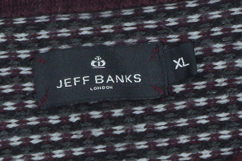 Jeff Banks Men's Red Geometric Knit Acrylic XL Pullover Jumper