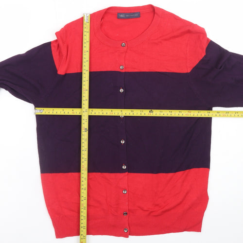 Marks and Spencer Womens Red Purple Striped Cardigan UK 14