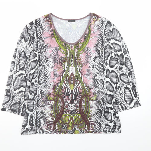 Gerry Weber Women’s Multicoloured Animal Print V-Neck 3/4 Sleeve Jersey Top Size 12