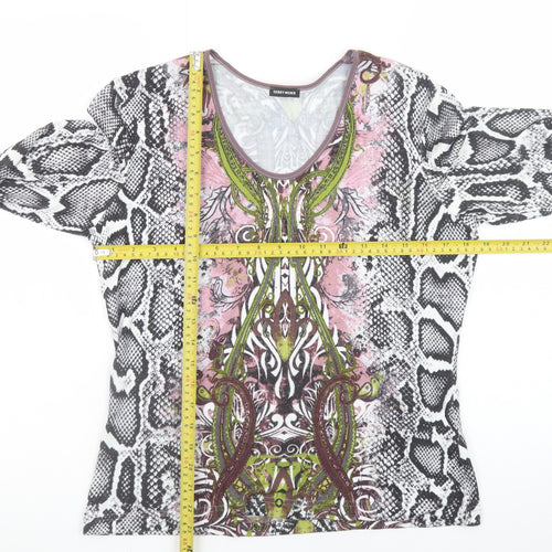 Gerry Weber Women’s Multicoloured Animal Print V-Neck 3/4 Sleeve Jersey Top Size 12