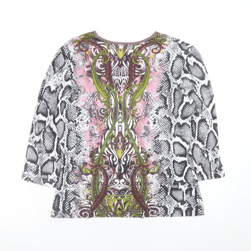 Gerry Weber Women’s Multicoloured Animal Print V-Neck 3/4 Sleeve Jersey Top Size 12