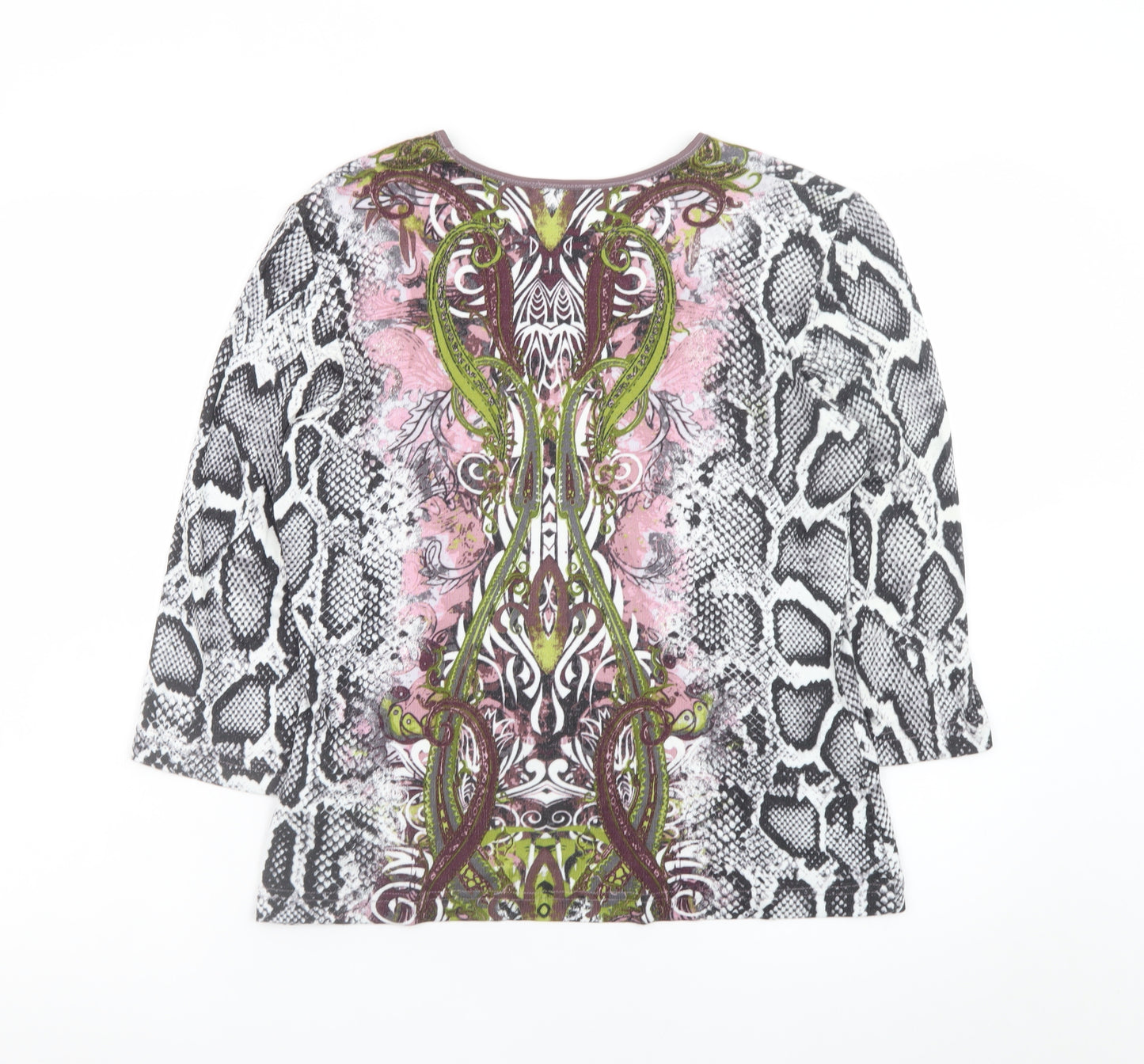 Gerry Weber Women’s Multicoloured Animal Print V-Neck 3/4 Sleeve Jersey Top Size 12