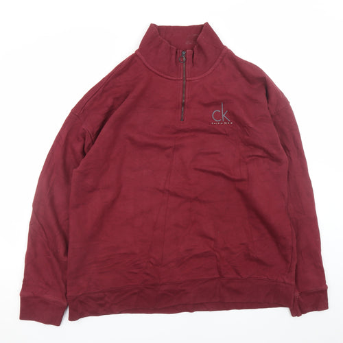 Calvin Klein Mens Red 1/4 Zip Pullover Sweatshirt XXL