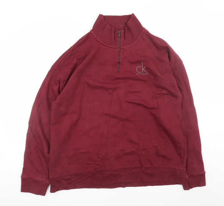 Calvin Klein Mens Red 1/4 Zip Pullover Sweatshirt XXL