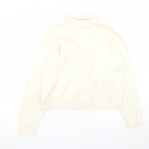 Uniqlo Women Ivory Cotton Collared Henley Jumper M