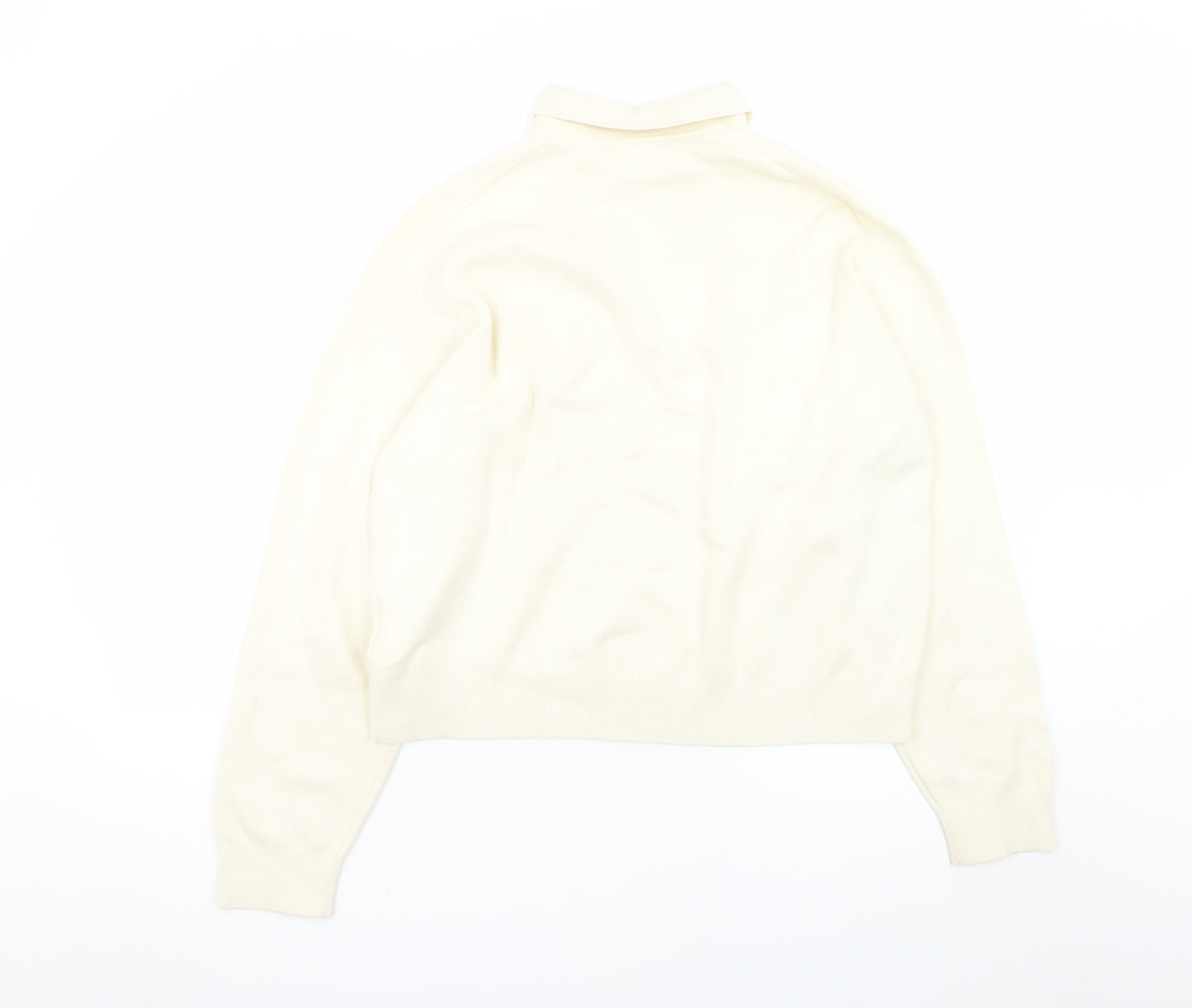 Uniqlo Women Ivory Cotton Collared Henley Jumper M