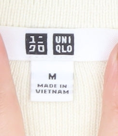 Uniqlo Women Ivory Cotton Collared Henley Jumper M