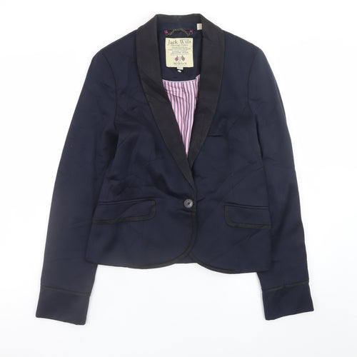 Jack Wills Women Navy Blue Shawl Lapel Blazer UK 10 Classic Fit
