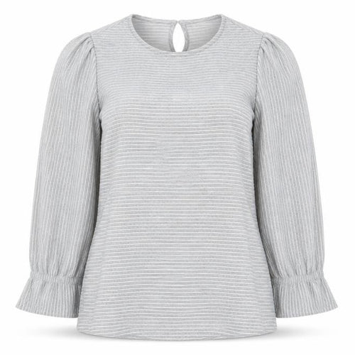 Savida Women Grey Striped Tunic Blouse Long Sleeve XS