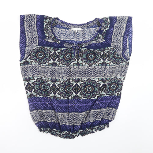 Rocha John Rocha Women's Blue Geometric Tunic Blouse Size 22