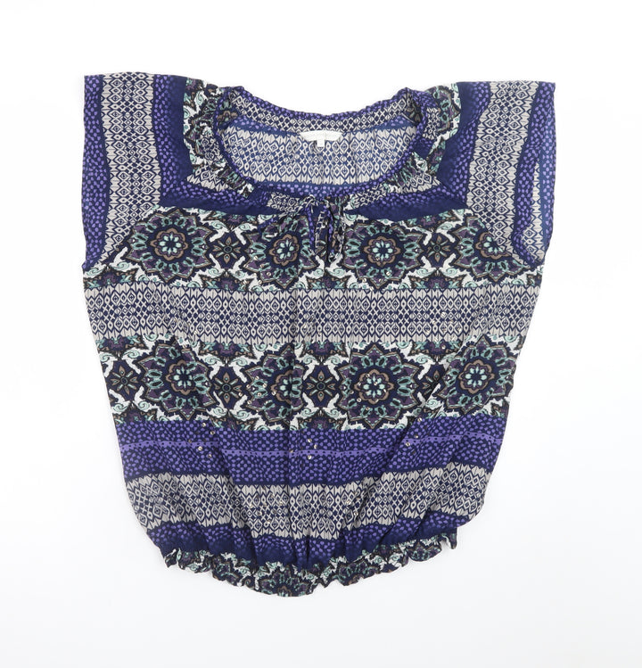 Rocha John Rocha Women's Blue Geometric Tunic Blouse Size 22