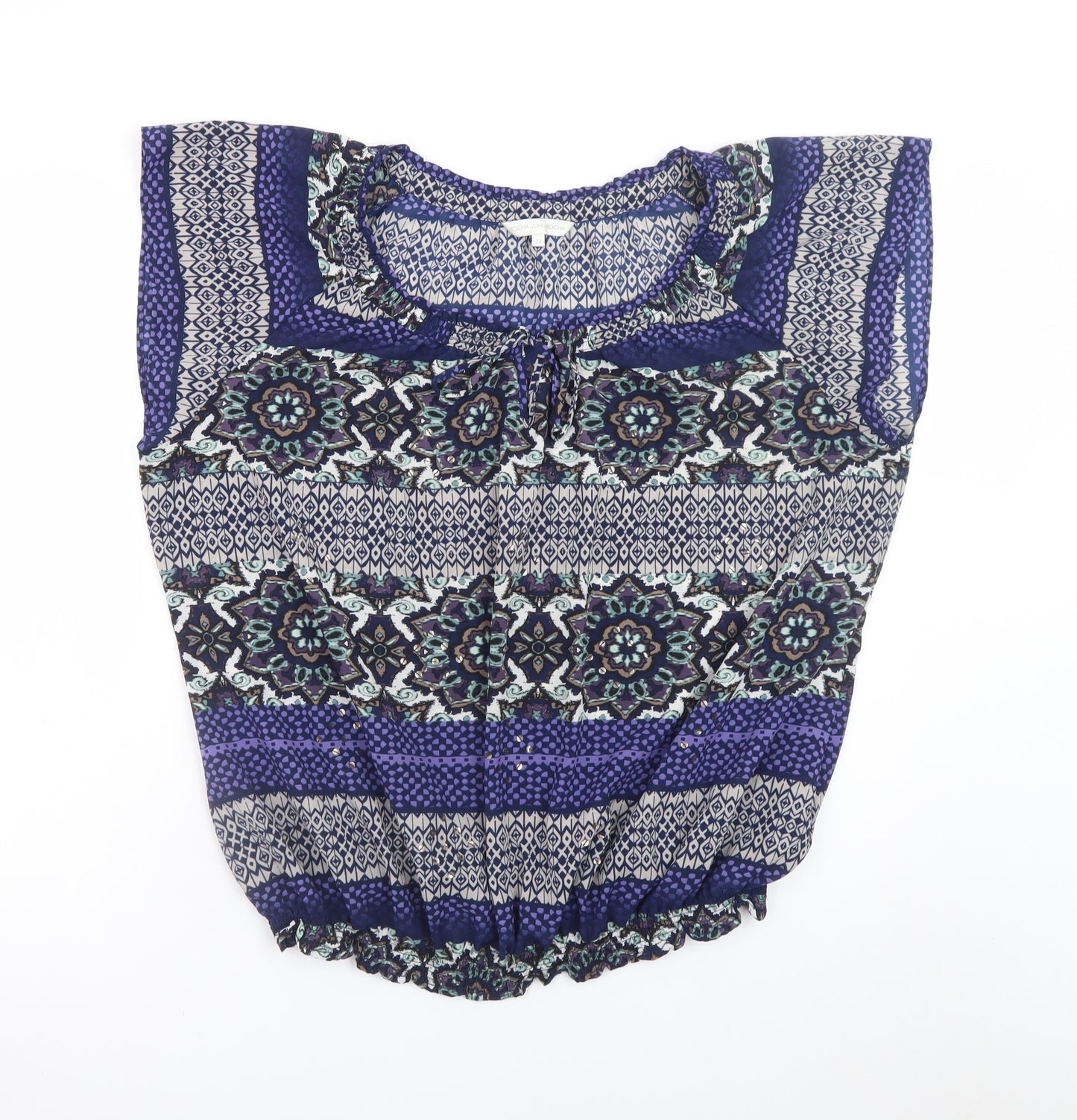 Rocha John Rocha Women's Blue Geometric Tunic Blouse Size 22