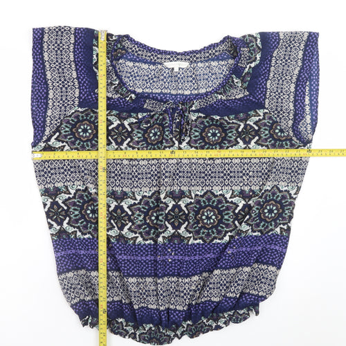 Rocha John Rocha Women's Blue Geometric Tunic Blouse Size 22