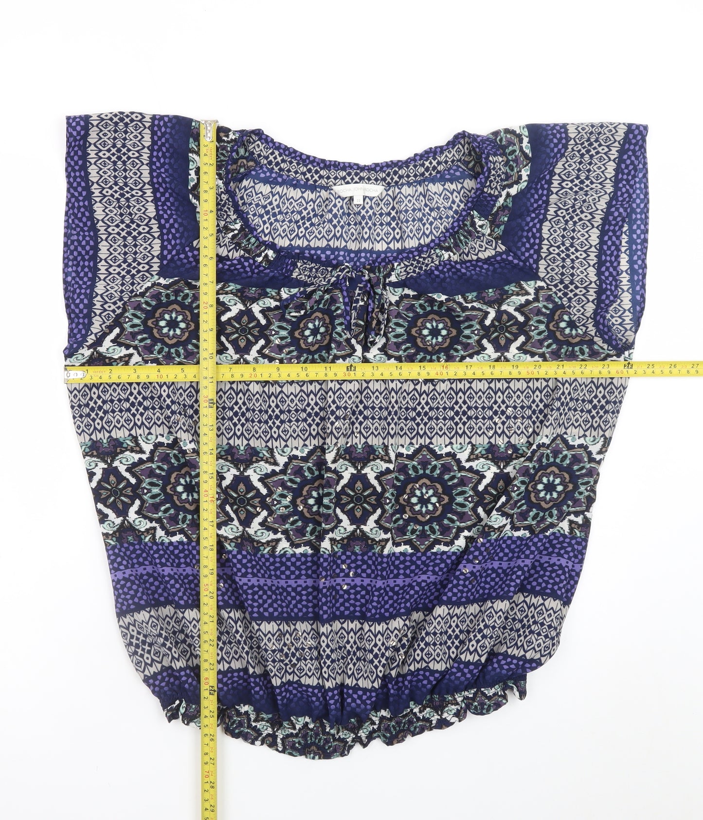Rocha John Rocha Women's Blue Geometric Tunic Blouse Size 22