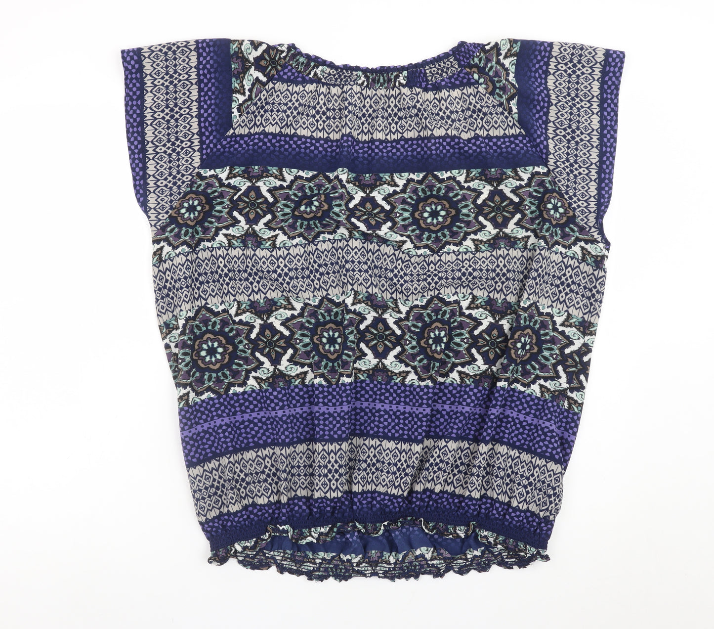 Rocha John Rocha Women's Blue Geometric Tunic Blouse Size 22