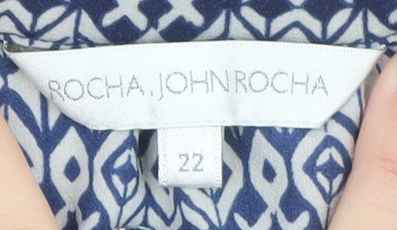 Rocha John Rocha Women's Blue Geometric Tunic Blouse Size 22