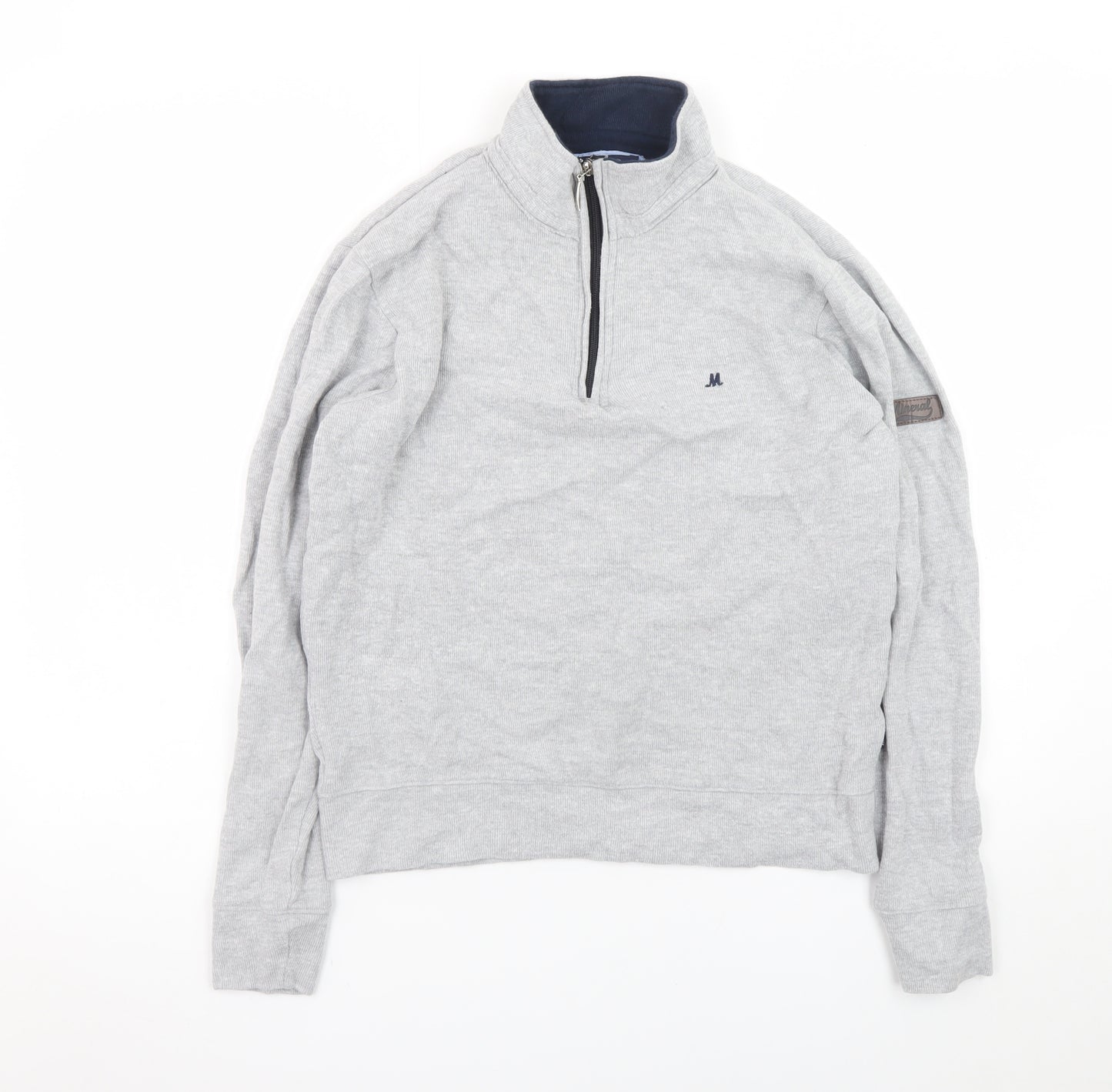 Mineral Clothing Co. Men's Grey 1/4 Zip Mock Neck Cotton Sweatshirt Size M