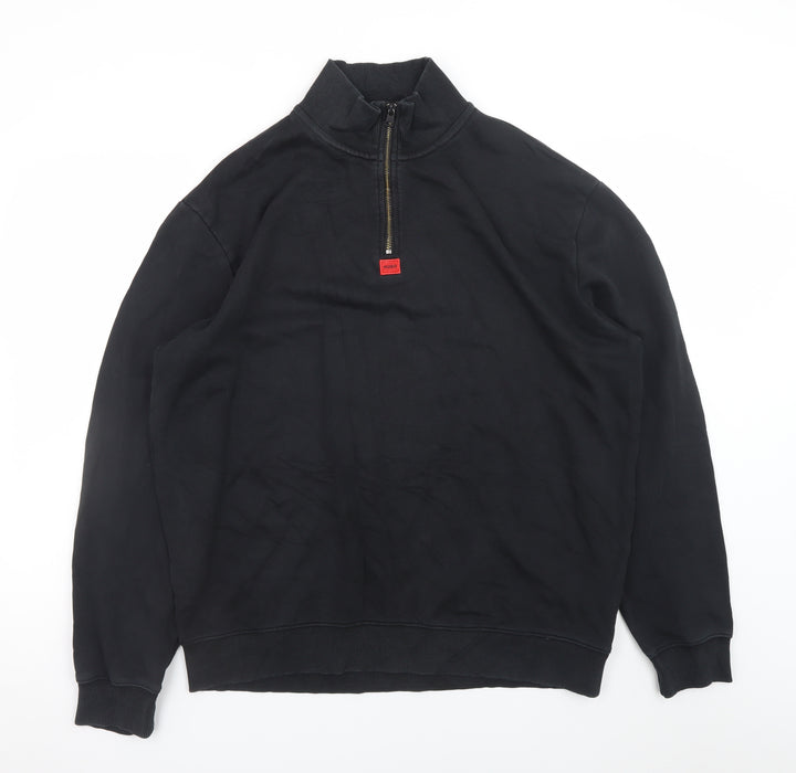 Hugo Men’s Black XL 1/4 Zip High Neck Sweatshirt