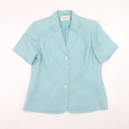 Eastex Women's Blue Short Sleeve Linen Blend Suit Jacket UK 12