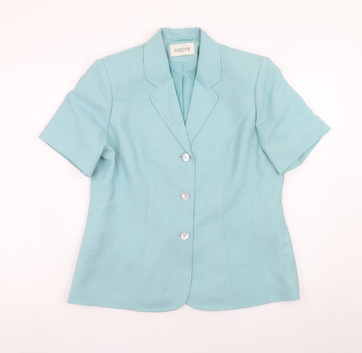 Eastex Women's Blue Short Sleeve Linen Blend Suit Jacket UK 12